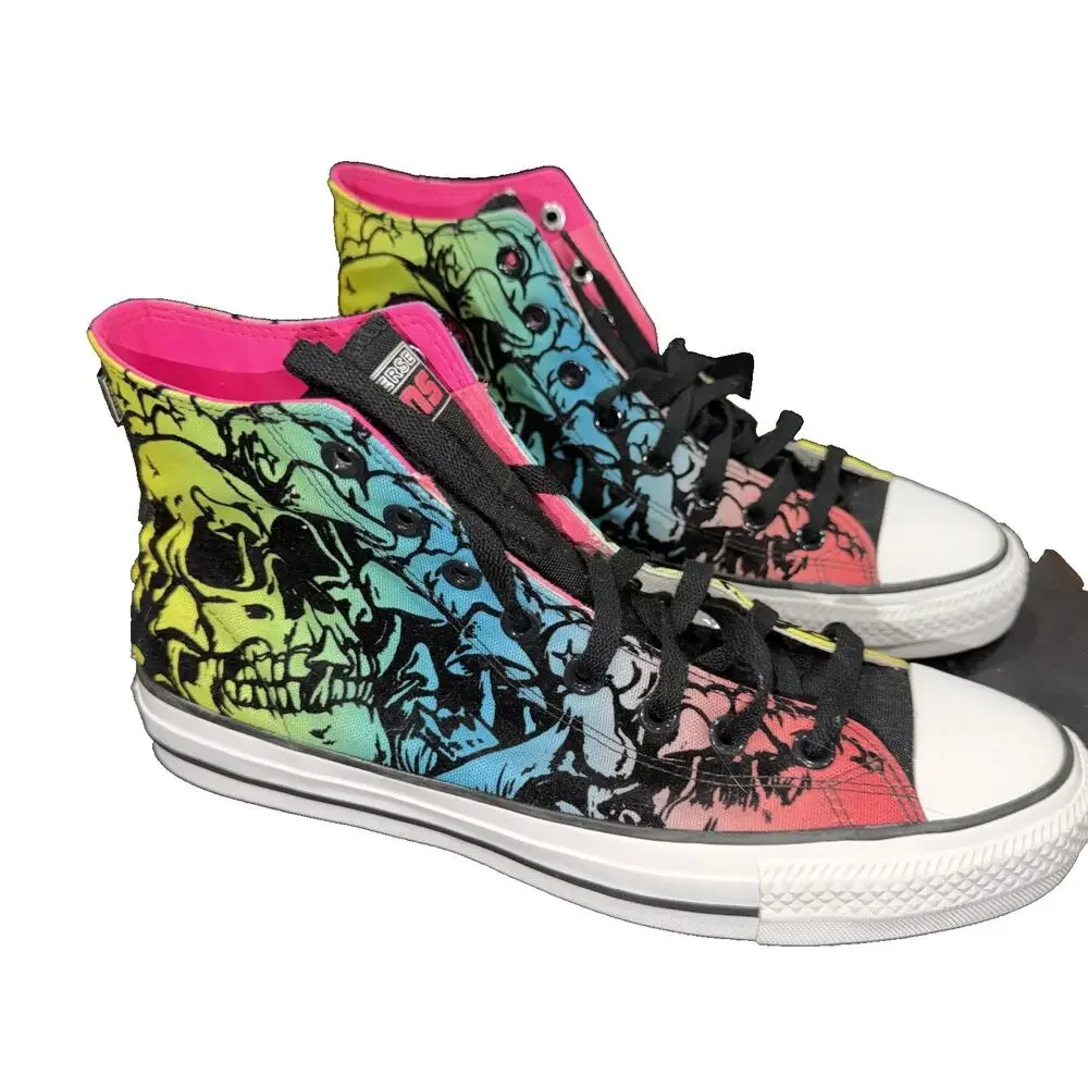Converse CONS Skull Tie Dye High Top Sneakers Men 9 Women 11 - Picture 2 of 7